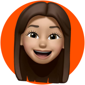Ein Apple Memoji Gesicht mit braunen Augen und langen braunen Haaren
